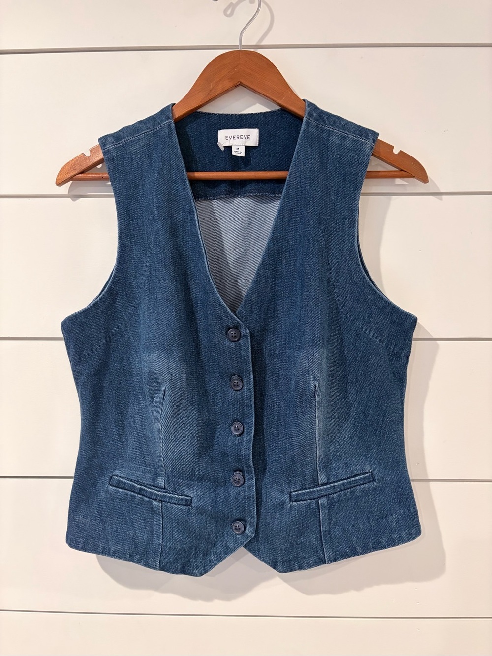 EVEREVE Denim Vest Dark Academia Western Chic Office Siren Medium